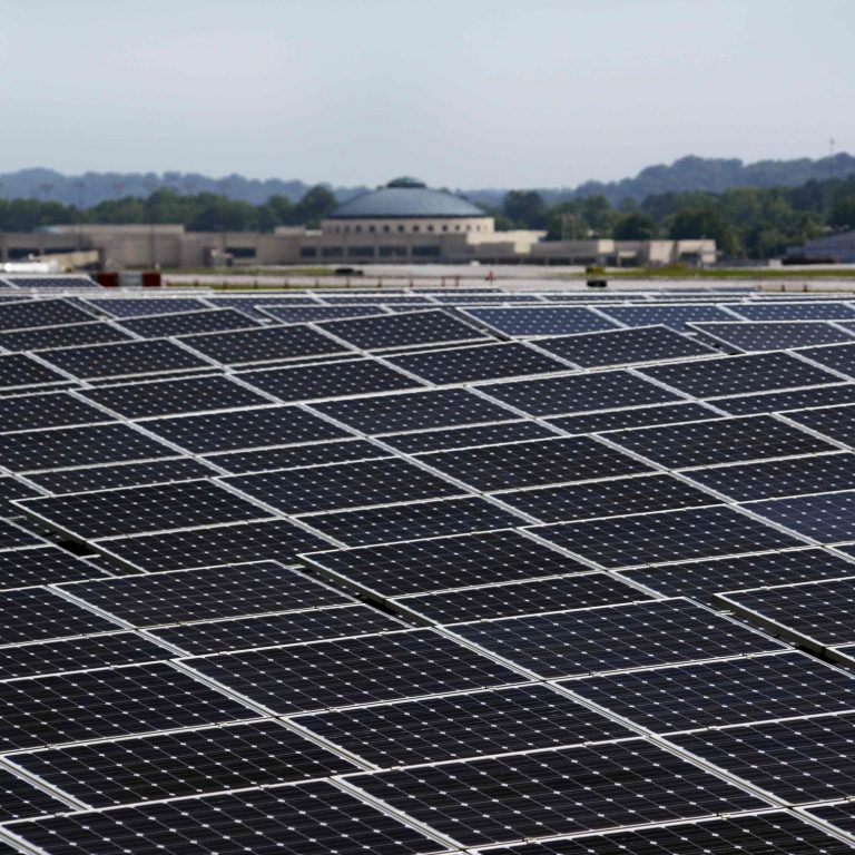 Chattanooga Airport Solar Farm with Terminal in Background